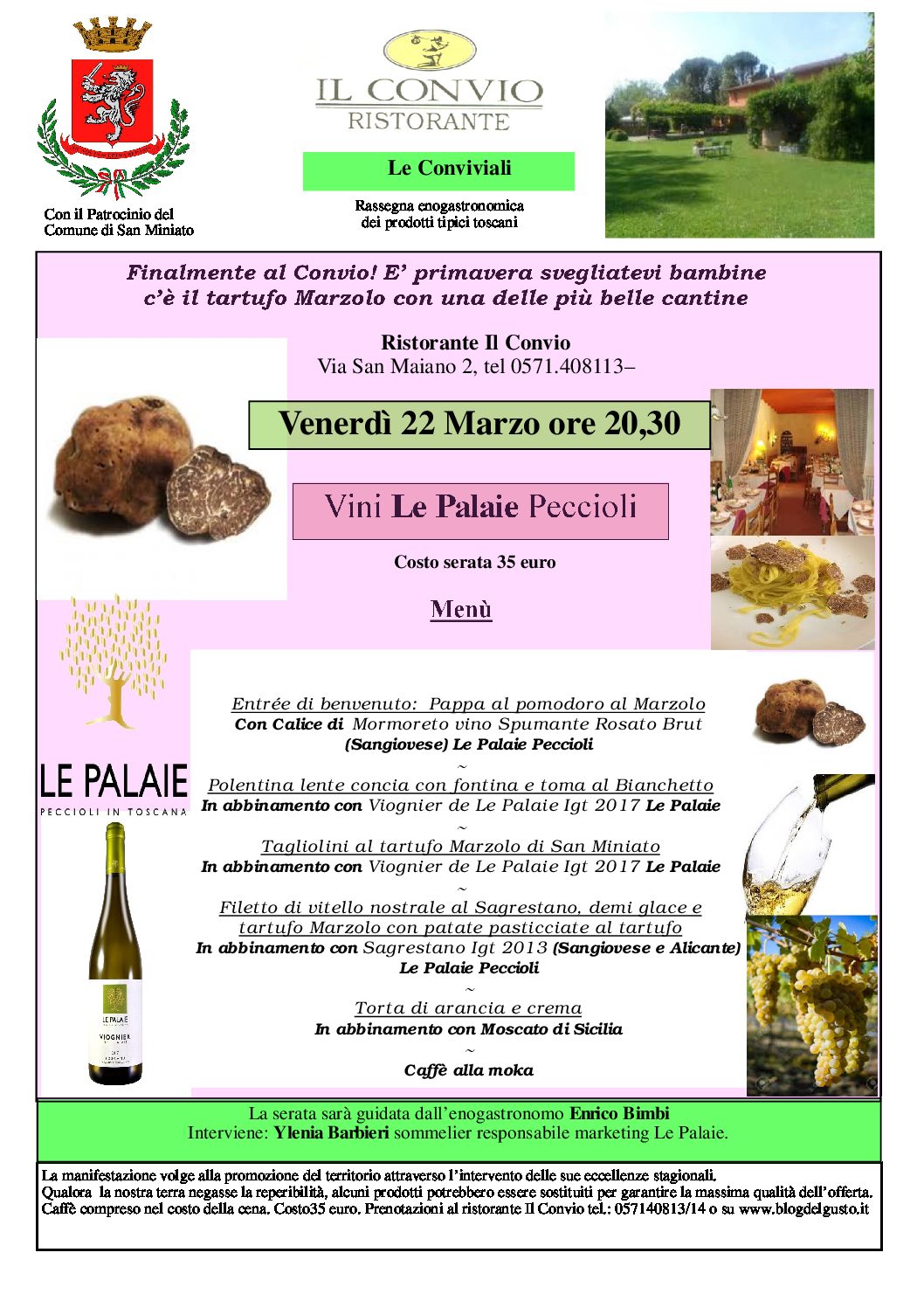 IL tartufo Marzolo per una super serata al Convio con i grandi vini de Le Palaie