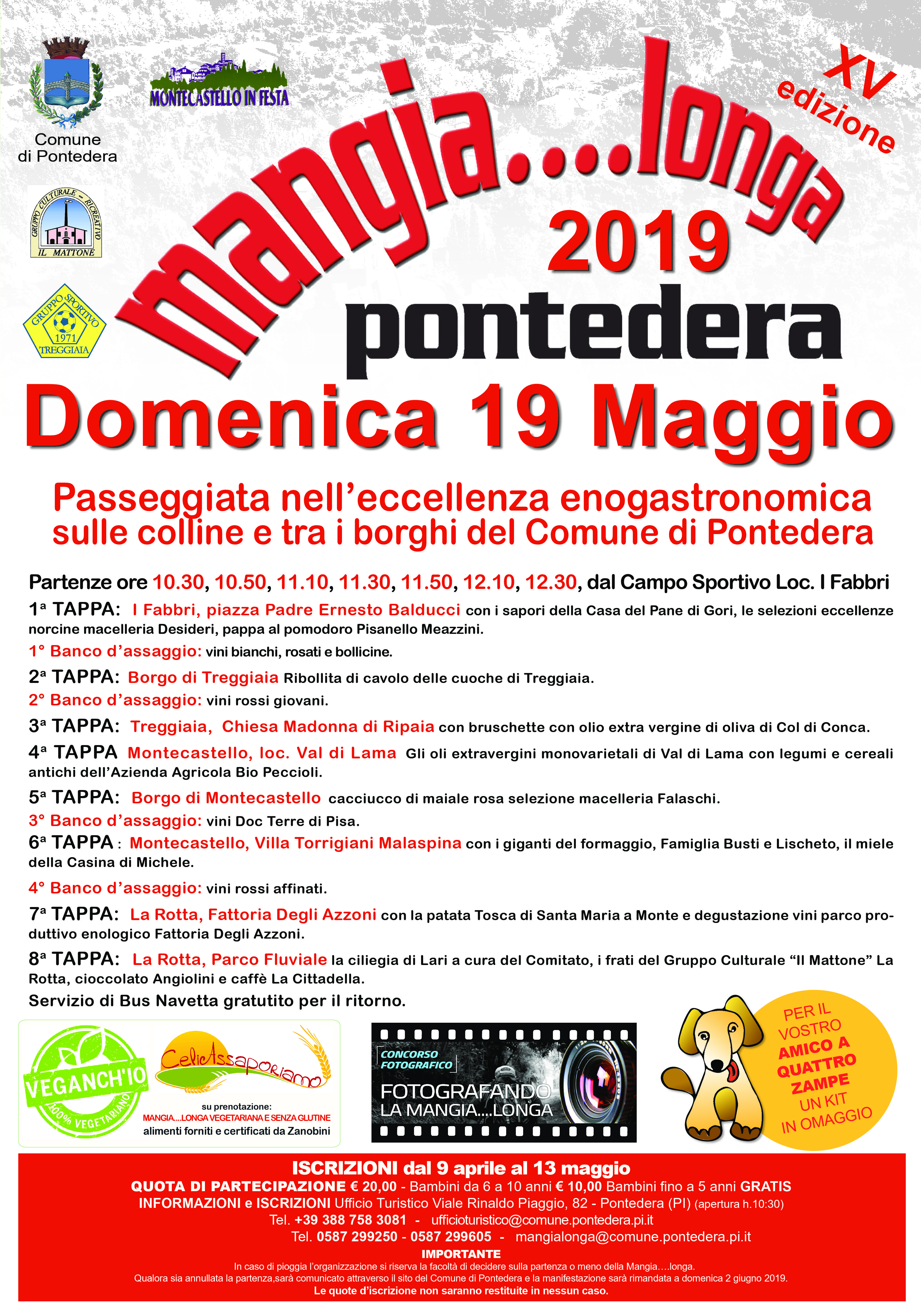 Mangialonga 2019 a Pontedera, la passeggiata più gustosa della Toscana. Tutto il programma. Iscrizioni aperte