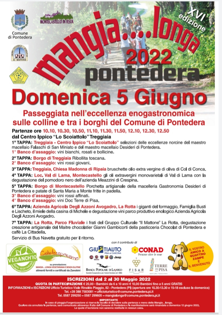 Evento imperdibile torna la mangia...longa a Pontedera, passeggiata tra borghi, natura ed eccellenze enogastronomiche della provincia