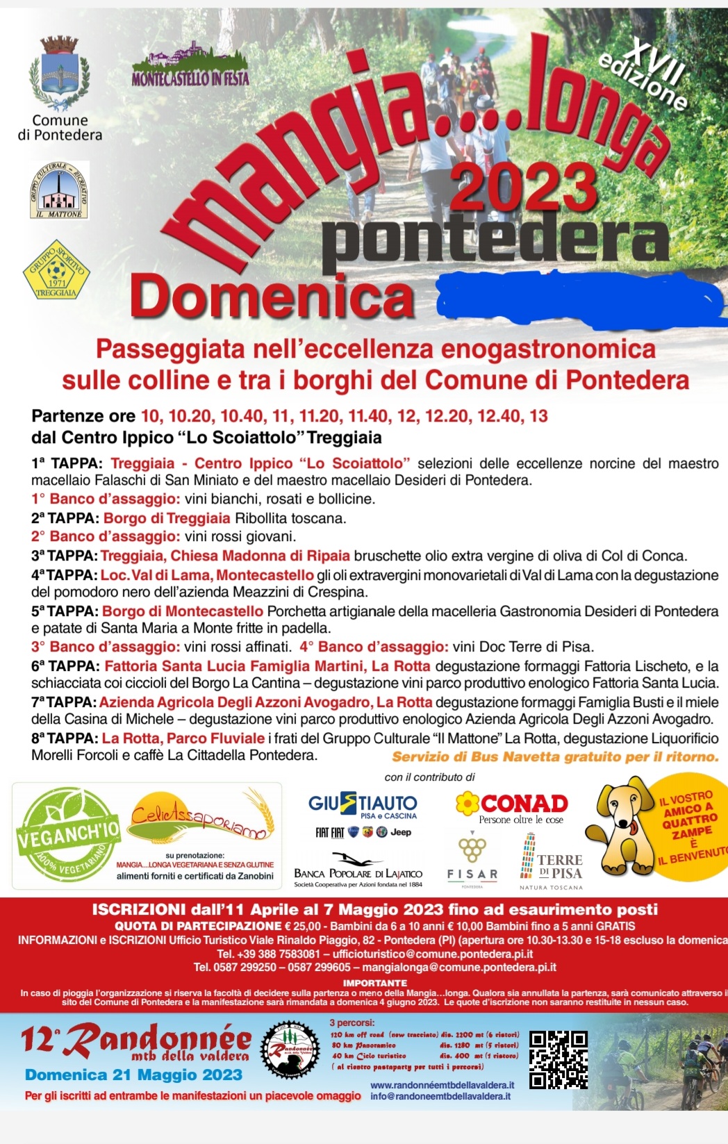 Mangialonga Pontedera 2023 rinviata a domenica 4 giugno