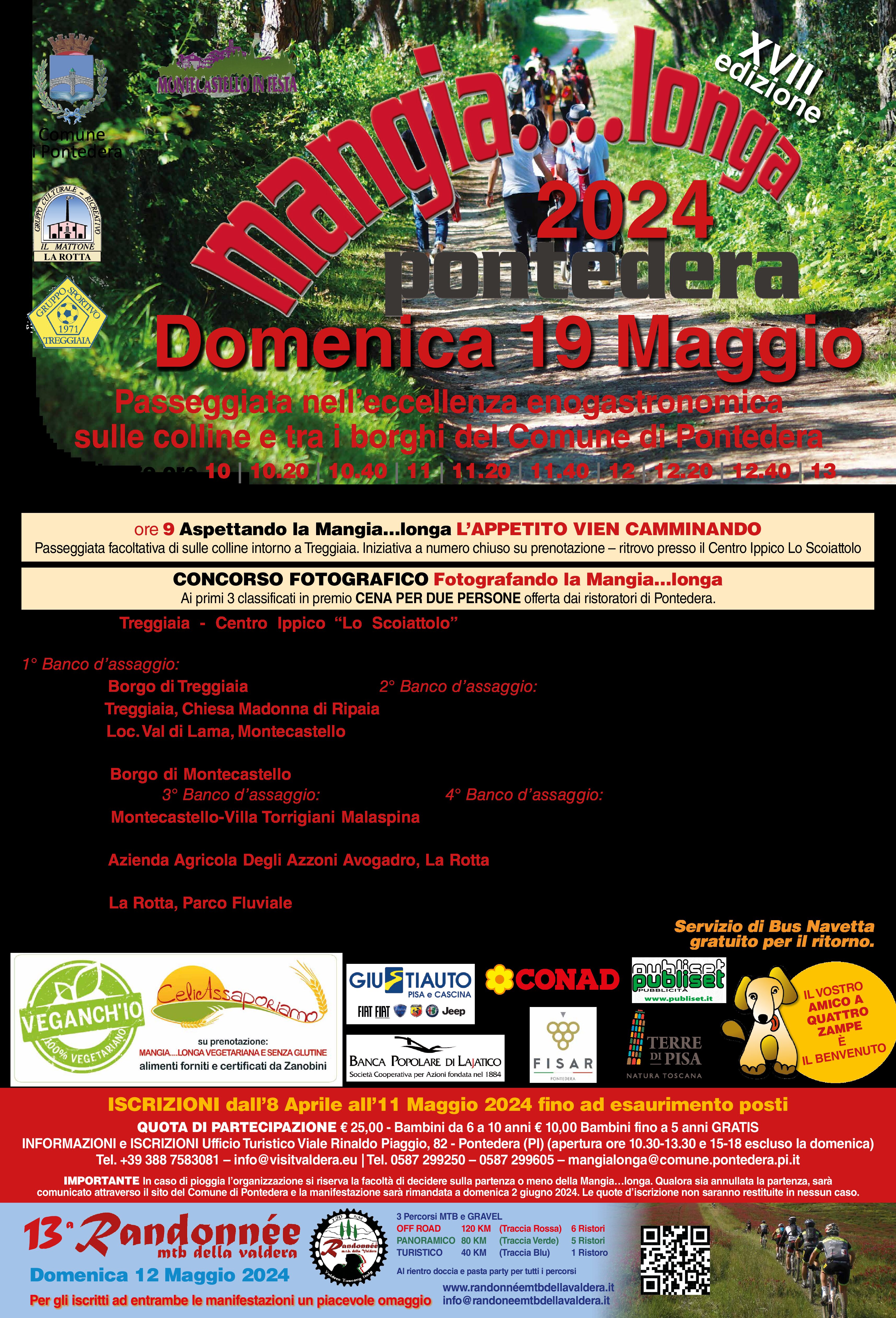 Tutti i vini della Mangia....longa 2024 di Pontedera. Al via il 19 maggio la XVIII super edizione da 1000 persone.